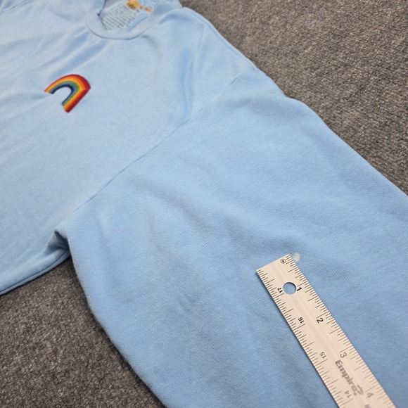 Aviator Nation Large Rainbow Embroidered Relaxed Crew Sweatshirt Sky Blue Unisex - Picture 11 of 12